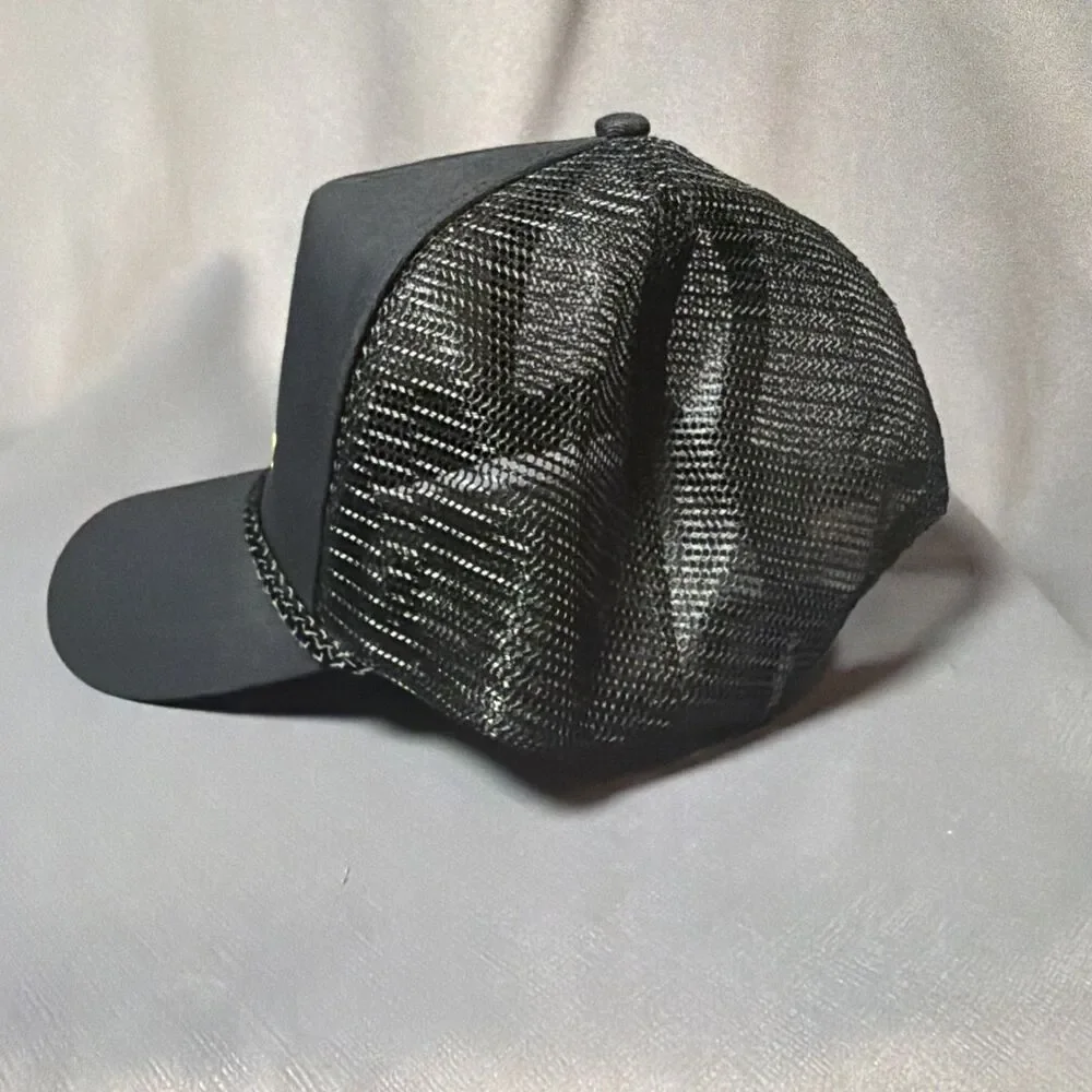 John Deere Black Mesh Trucker Hat NOS Vintage Snapback -M
